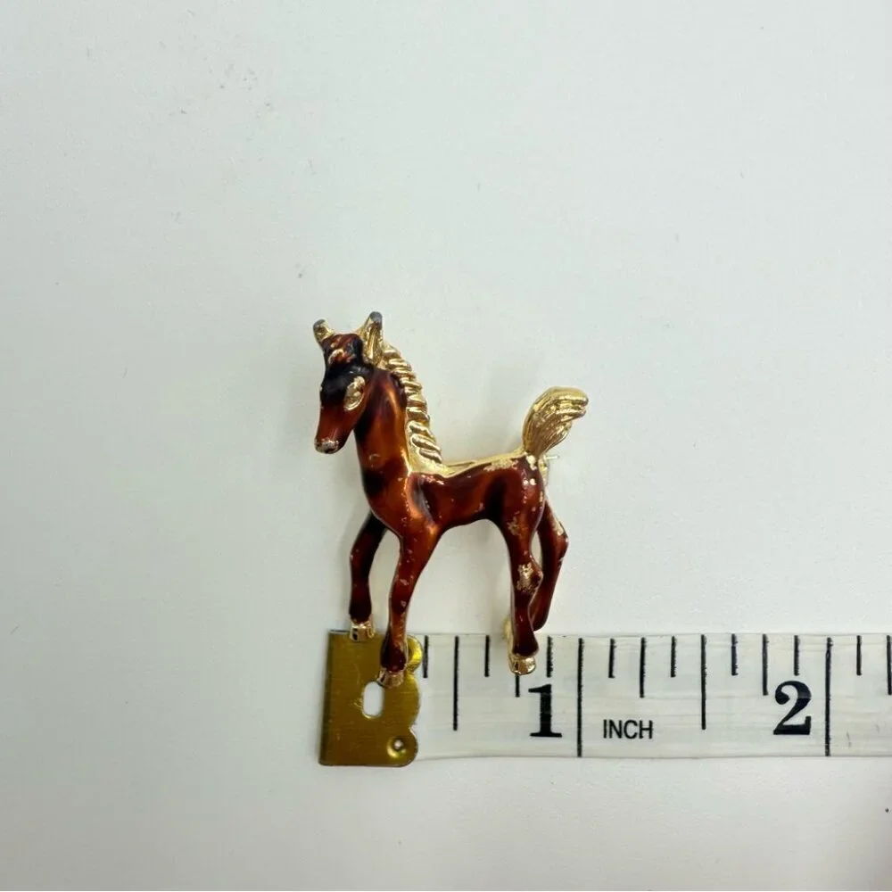 Vintage Enamel Pony Horse Brooch Pin